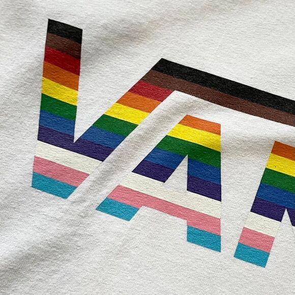 VANS T-Shirt Rainbow Logo Classic White 100% Cotton Unisex Large - Picture 6 of 11
